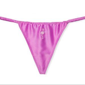 Victoria’s Secret V String panty thong satin ruched sides Flamingo Pink